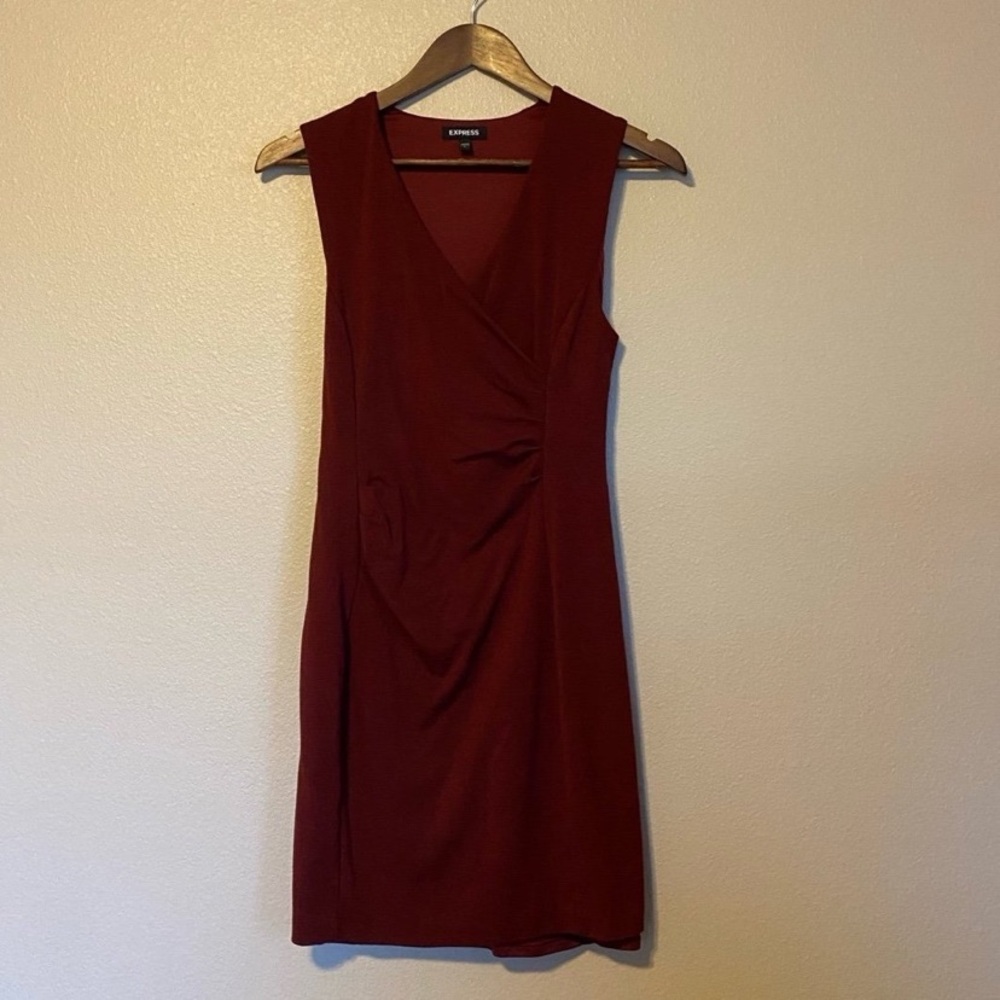 Express Burgundy V-Neck Mini Dress